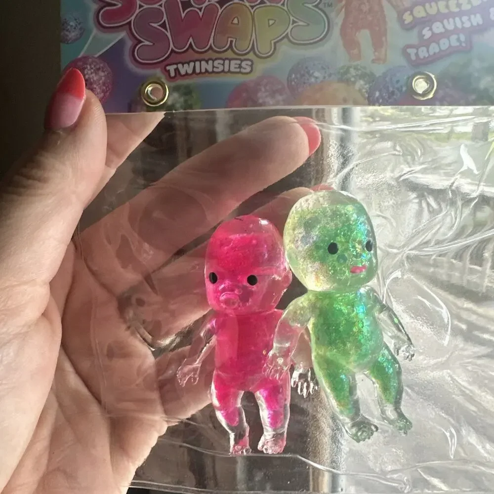 New ORB Curiosities Sugar Swaps Twinsies Babies Squishy Squeeze Green & Pink